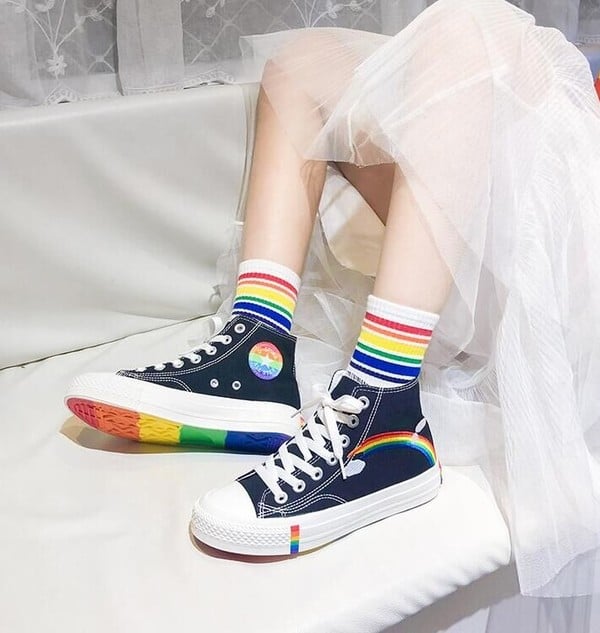 Rainbow Embroidered Canvas Shoes