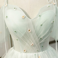 Green tulle short prom dress homecoming dress - Thumbnail 1