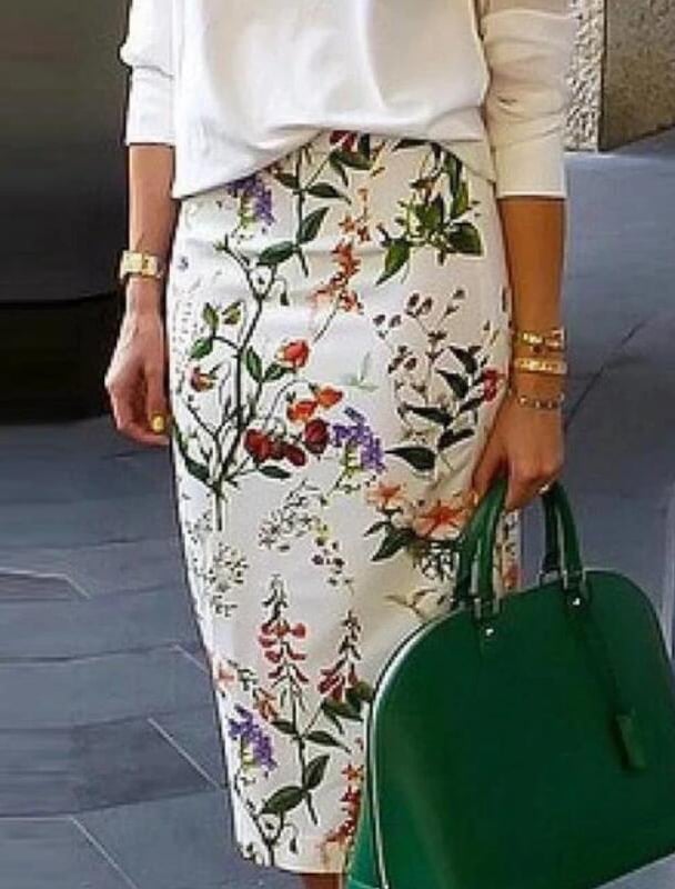 Pink flowered pencil skirt main image 0