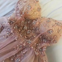 Spaghetti Straps Tulle Prom Dresses with Beaded PD008 - Thumbnail 1