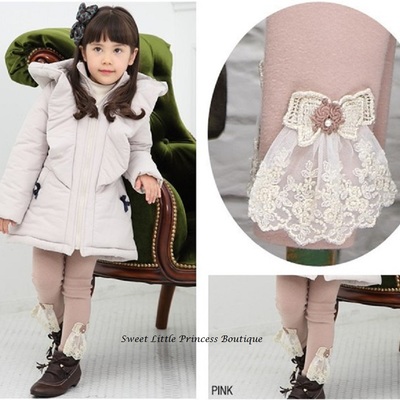 Girls pink lace leggings