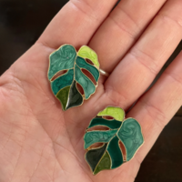 LEAF STUD EARRINGS - Thumbnail 4