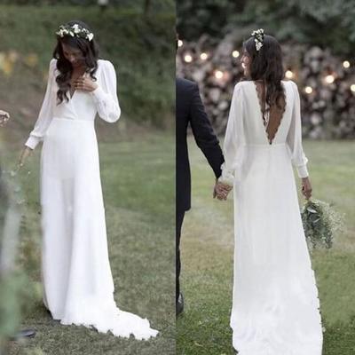 Mermaid boho v neck wedding dresses - Thumbnail 2