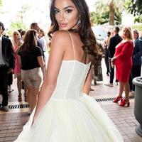 Spaghetti Straps Yellow Tulle Prom Dresses - Thumbnail 2