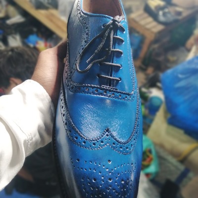 Awesome wear men's oxfords blue wingtip brogue leather lace up shoes - Thumbnail 3