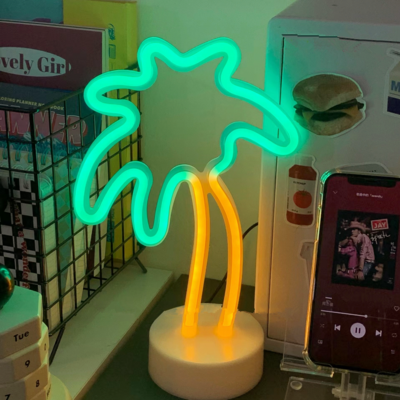 Coconut palm tree led night light home decor - Thumbnail 3