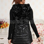 1013 Women's Cotton Down long Jacket Vest Velvet Hoodie - Thumbnail 1
