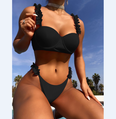 Sexy Solid Color Bikini Swimwear Set