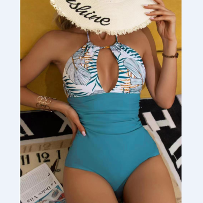 Women sexy print one piece bikini swimsuit