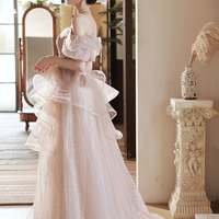 Pink tulle beaded long prom dress evening dress - Thumbnail 7