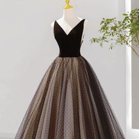 Black V-neck tulle short prom dress homecoming dress - Thumbnail 6