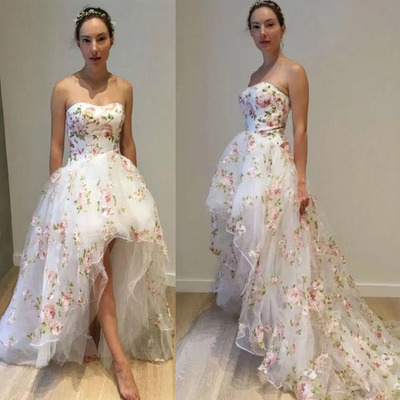 Hi low prom dresses homecoming dresses floral  - Thumbnail 2