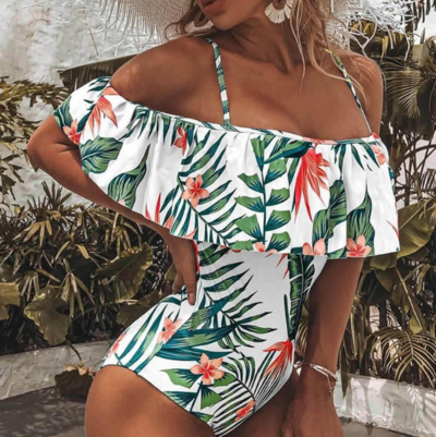 Sexy Floral Print Plus Size Bikini One Piece Swimsuit