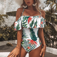 Sexy Floral Print Plus Size Bikini One Piece Swimsuit - Thumbnail 1