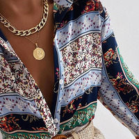 Long Sleeve Design Sexy Print Shirt - Thumbnail 1