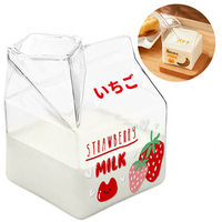 Hot Sales Novelty Half Pint Creamer Milk Cute Carton Glass Cup Coffee Glass Juice Cup Unique Design Pure Handmade Crafts MJ - Thumbnail 2