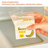 Hot Sales Novelty Half Pint Creamer Milk Cute Carton Glass Cup Coffee Glass Juice Cup Unique Design Pure Handmade Crafts MJ - Thumbnail 7