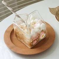 Hot Sales Novelty Half Pint Creamer Milk Cute Carton Glass Cup Coffee Glass Juice Cup Unique Design Pure Handmade Crafts MJ - Thumbnail 9