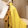 Yellow Shoulderless High Low Prom Dress Evening Dress-1