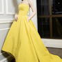 Yellow Shoulderless High Low Prom Dress Evening Dress-3