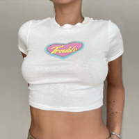 "TROUBLE" CROP TOP - Thumbnail 1