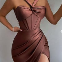 Sweet Slim Slit Sleeveless Dress - Thumbnail 1