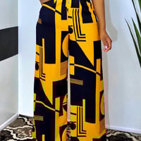 Fashion Sleeveless Button Graphic Print Jumpsuit - Thumbnail 2