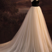 Elegant tulle long prom dress A-line evening dress - Thumbnail 2
