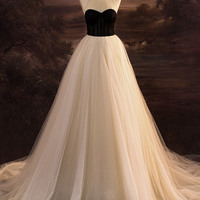 Elegant tulle long prom dress A-line evening dress - Thumbnail 3
