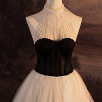 Elegant tulle long prom dress A-line evening dress - Thumbnail 1