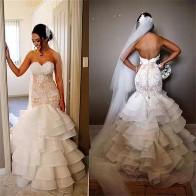 Sweetheart wedding dresses bridal gown with appliques lace - Thumbnail 3