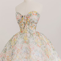 Cute floral long A-line prom dress evening dress - Thumbnail 1