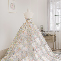 Cute floral long A-line prom dress evening dress - Thumbnail 2