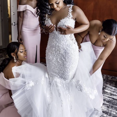 Straps wedding dresses bridal gown with lace mermaid wd76 - Thumbnail 3