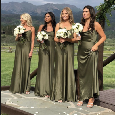 Spaghetti straps olive green bridesmaid dresses under 100 - Thumbnail 3