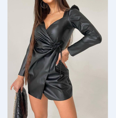 V-Neck Sexy Long Sleeve Black Dress