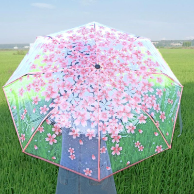 Harajuku sakura transparent folding umbrella - Thumbnail 3