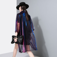 Hologram Gradient Blouse See-through Coat - Thumbnail 4
