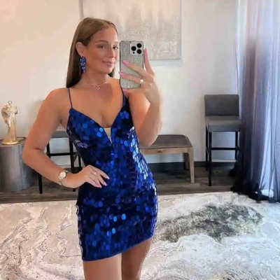Bodycon Royalblue Sequins Short Homecoming Dress