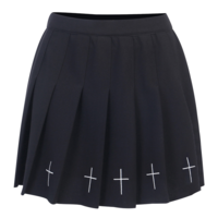 Cross Embroidery Pleated Skirt - Thumbnail 3