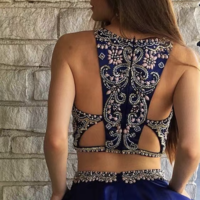 Two Piece Homecoming Dresses with Rhinestones - Thumbnail 1