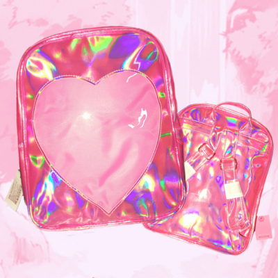 Hologram pink transparent heart backpack