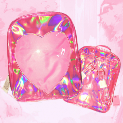 Hologram Pink Transparent Heart Backpack