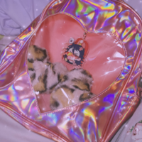 Hologram Pink Transparent Heart Backpack - Thumbnail 1