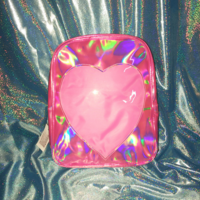 Hologram Pink Transparent Heart Backpack - Thumbnail 3