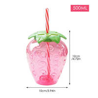 Cute strawberry straw cup milk tea cup portable water cup water bottle - Thumbnail 6