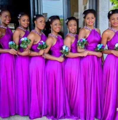 Beautiful A Line Halter Bridesmaid Dresses