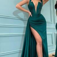 Sexy High Side Slit Long Prom Dresses - Thumbnail 2