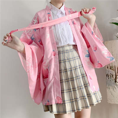 Peach Blossom Praying Rabbit Feather Woven Jacket (with Belt)