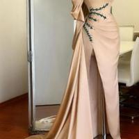Sexy Asymmetrical High Neck Slit Prom Dress - Thumbnail 1